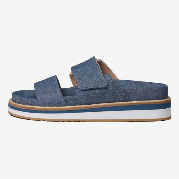 Cole Haan Cloudfeel Slide Sandal 32 mm Dark Chambray Optic White - Picture 1 of 17